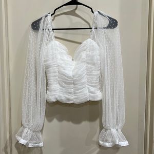 White Polka Dot Crop Top